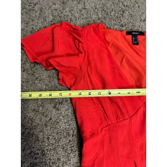FOREVER 21 Deep Vneck Babydoll Mini Dress Flutter Sleeve Fit Flare Skater Y2k M - Picture 8 of 8